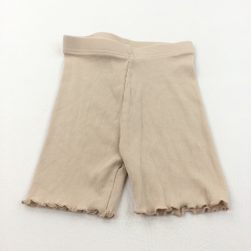 Beige Ribbed Cycling Shorts Style Lightweight Jersey Shorts - Girls 2-3 Years