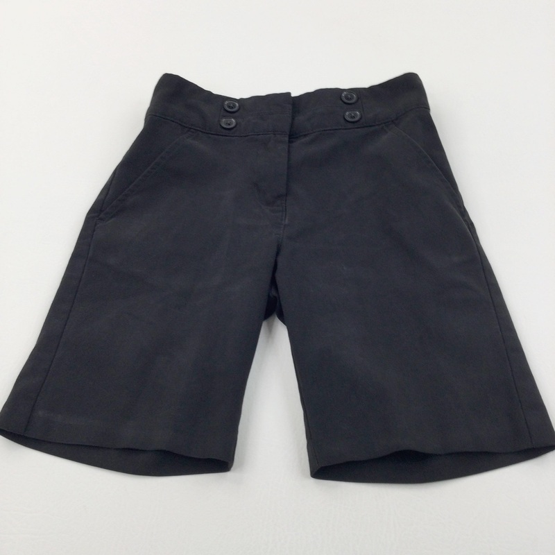 Black School Shorts with Adjustable Waistband - Girls 7-8 Years