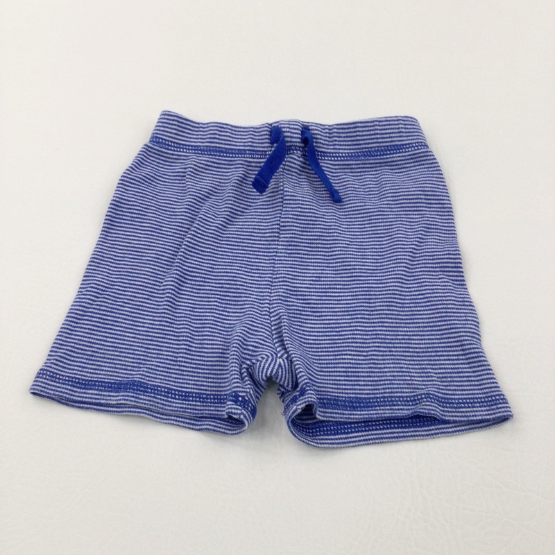 Blue & White Striped Lightweight Jersey Shorts - Boys 9-12 Months