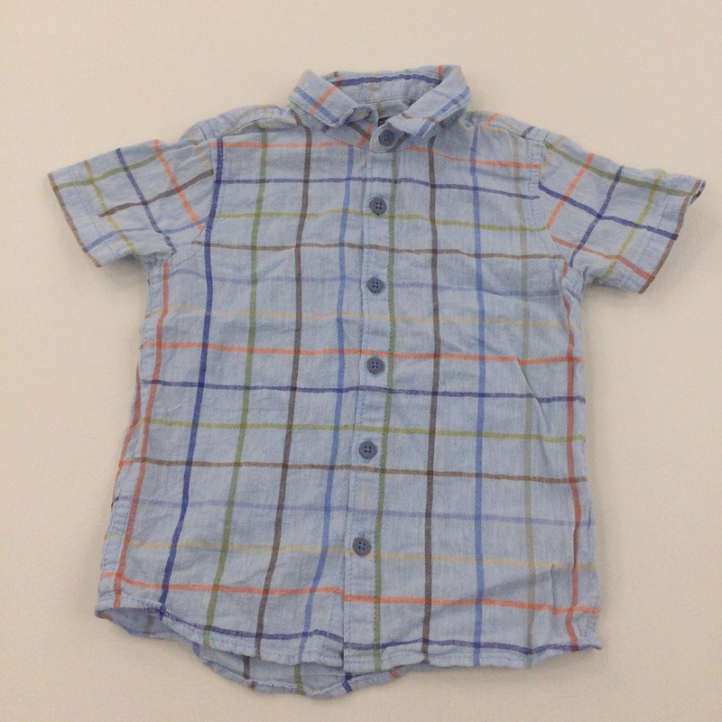 Colourful Checked Blue Cotton Shirt - Boys 18-24 Months