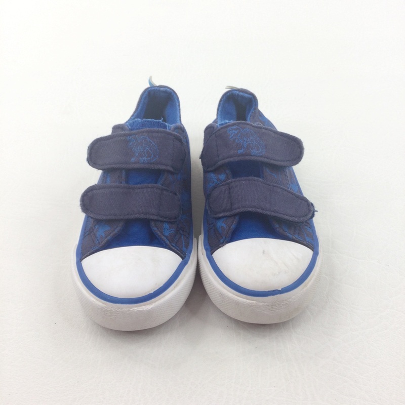 'Dinoroar' Dinosaurs Blue & Navy Velcro Trainers - Boys - Shoe Size 6