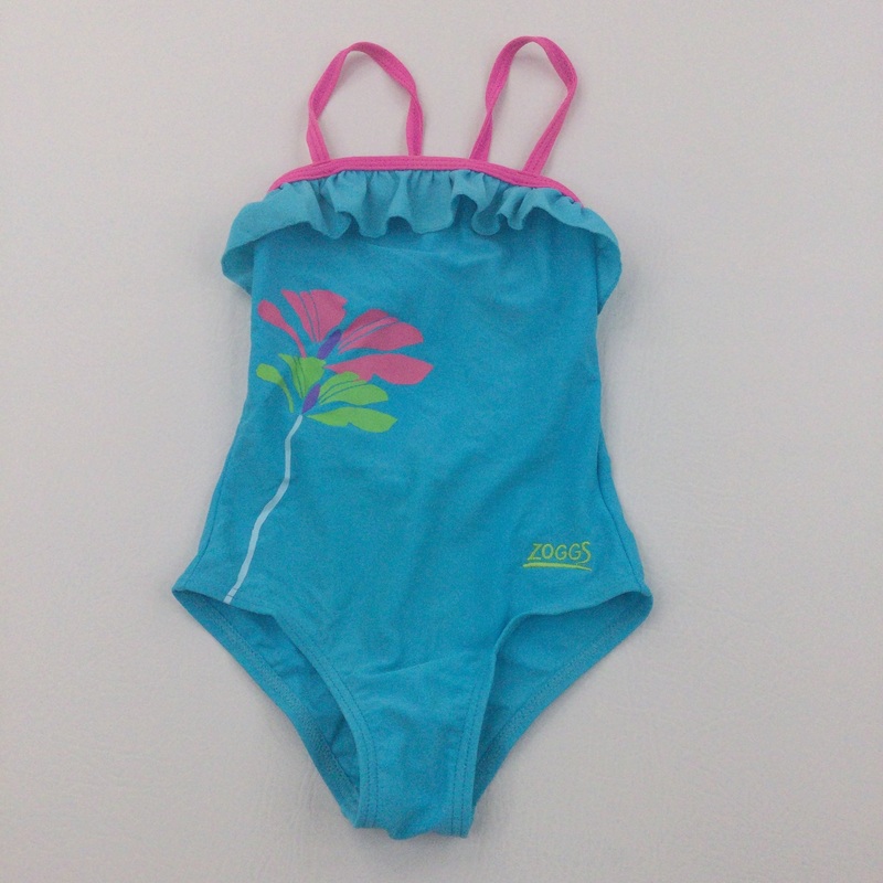 Flower Pink, Lime Green & Blue Swimming Costume - Girls 12-18 Months