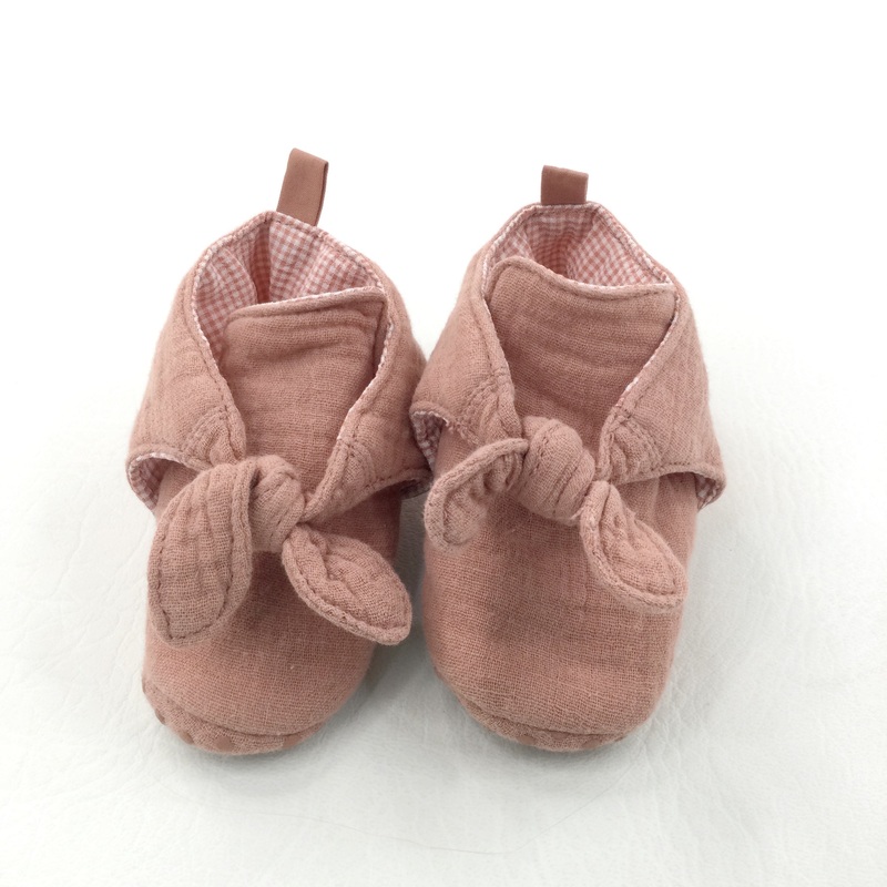Peach Tie Front Fabric Shoes/Slippers - Girls - Shoe Size 12-18 Months