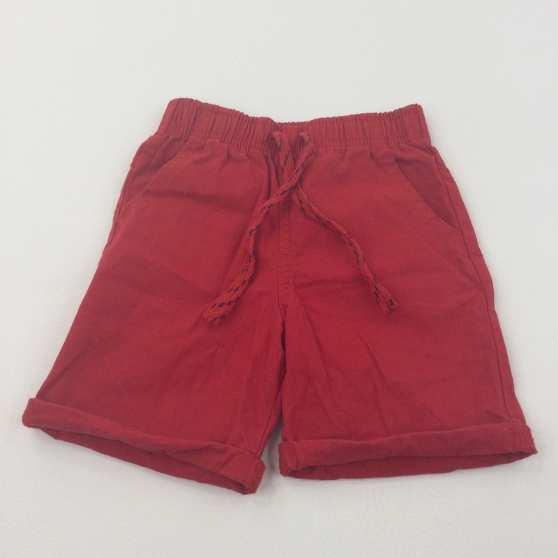 Red Lightweight Cotton Shorts - Boys 18-24 Months