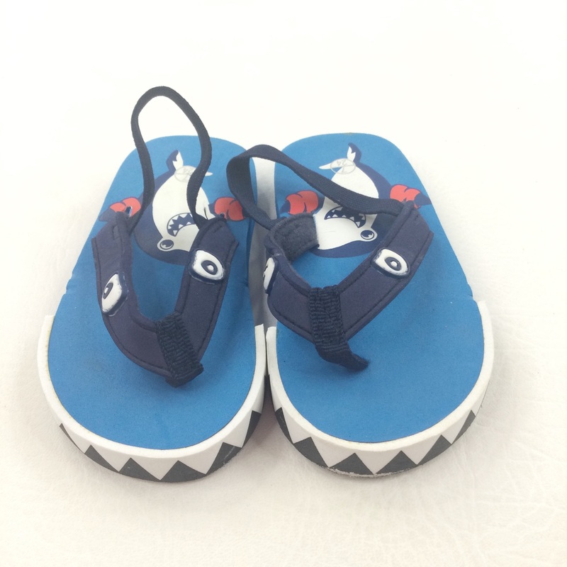 Sharks Navy & Blue Flip Flops - Boys - Shoe Size 7