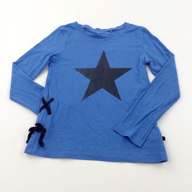 Sparkly Star Black & Blue Long Sleeve Top - Girls 8 Years