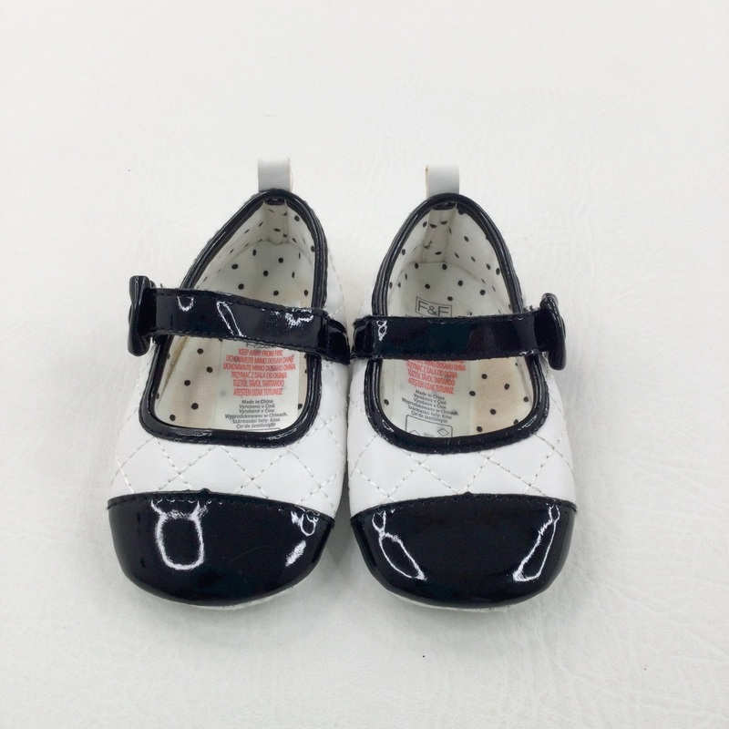 Stitched Black & White Smart Shoes - Girls 12-18 Months
