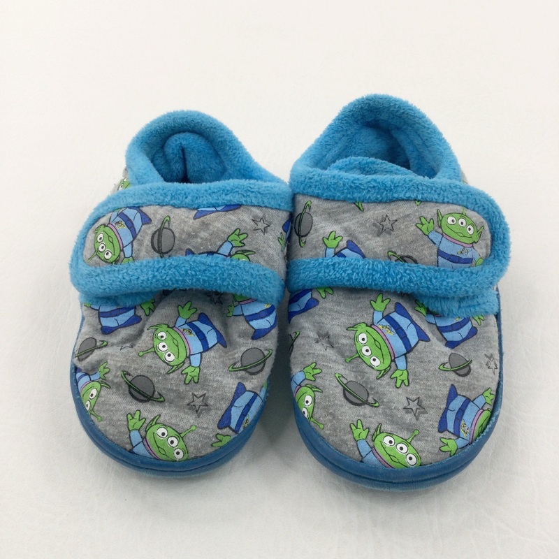 Toy Story Aliens Grey & Blue Slippers - George - Shoe Size 7