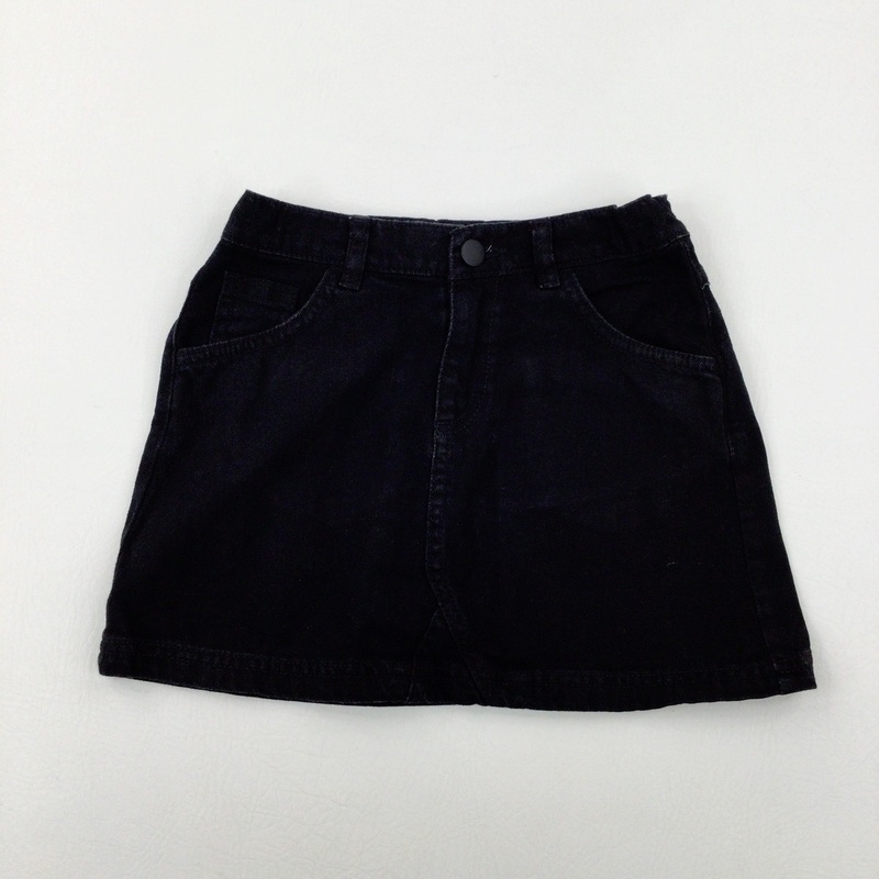 Black Denim Skirt With Adjustable Waist - Girls 6-7 Years