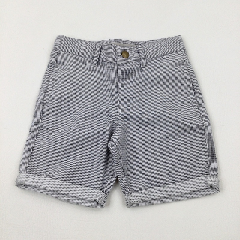 Black & White Striped Shorts With Adjustable Waist - Boys 2-3 Years