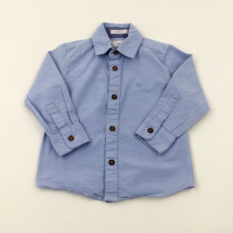 Bull Dog Embroidered Motif Light Blue Long Sleeve Shirt - Boys 2-3 Years