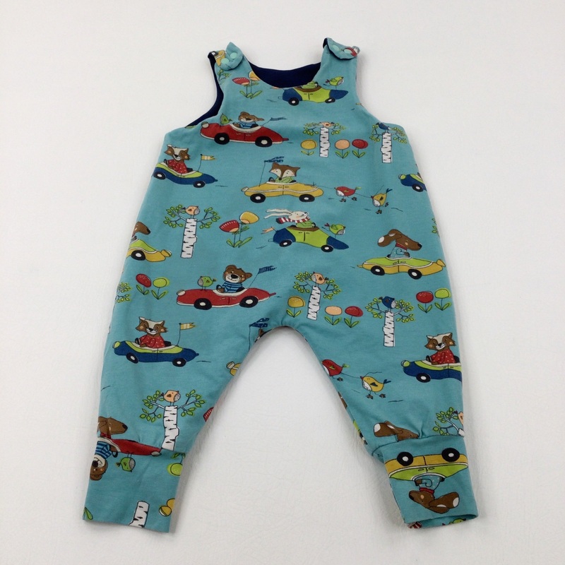 Bunnies & Foxes Turquoise Jersey Dungarees - Boys 9-12 Months