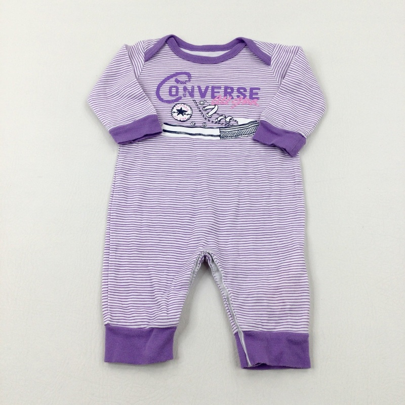 'Converse All Star' Lilac Striped Romper - Boys/Girls 3-6 Months