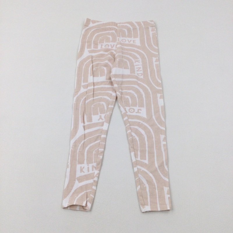 'Love' Rainbows Beige Leggings - Girls 6-7 Years
