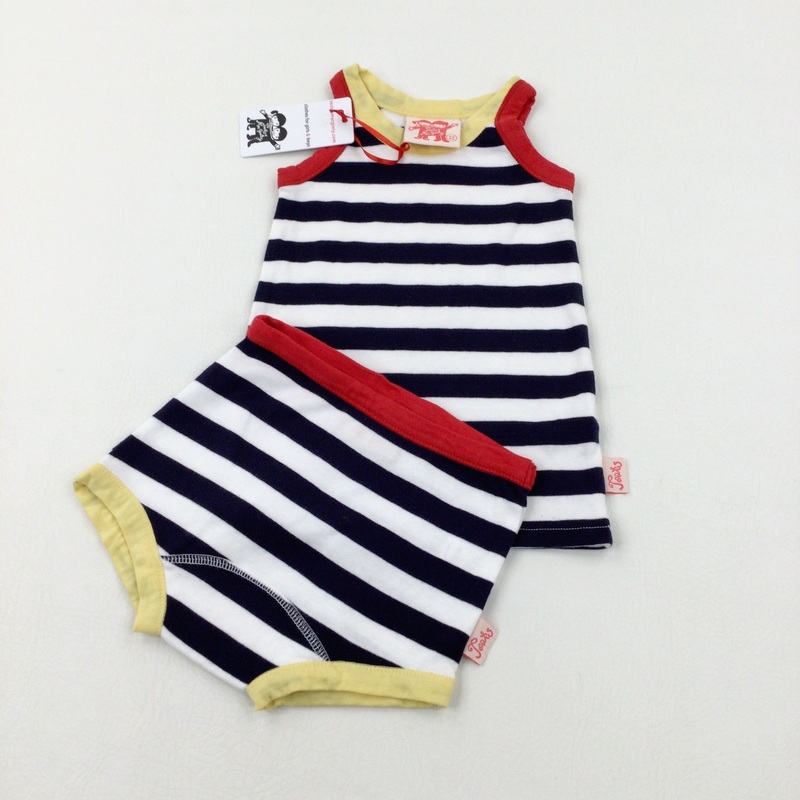 **NEW** Navy & White Striped 2 Piece Romper Set - Boys 2-3 Years