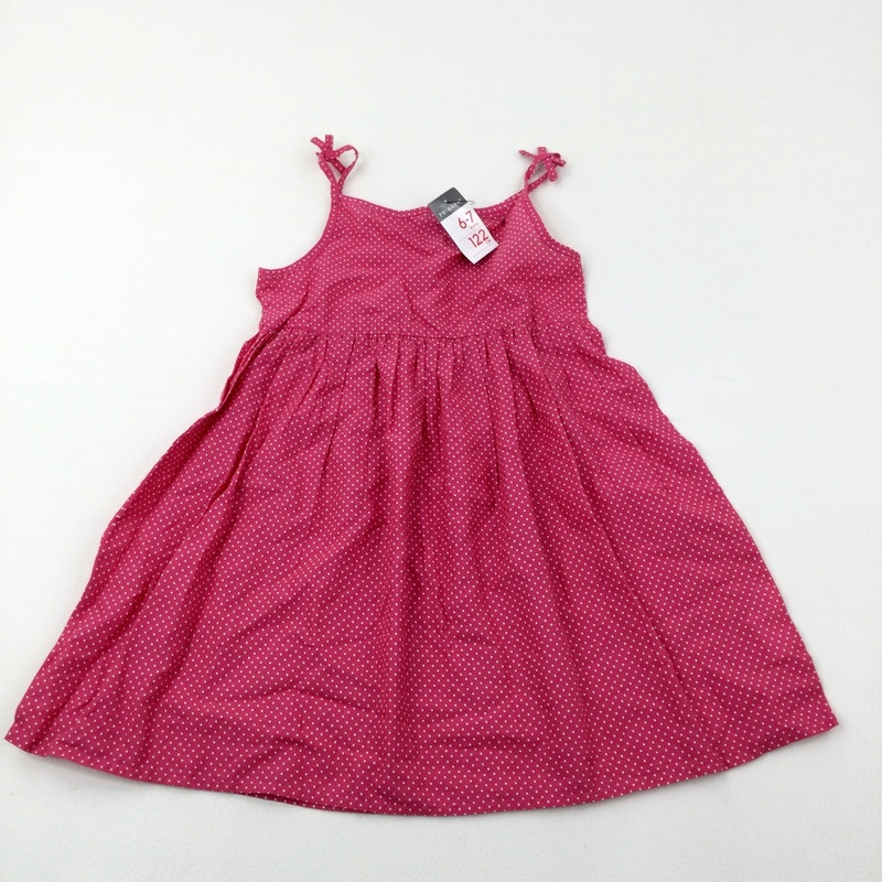 **NEW** Spotty Pink Lightweight Cotton Summer Dress - Girls 6-7 Years