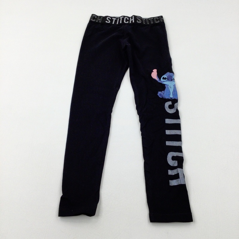 Stitch' Disney's Lilo & Stitch Sparkly Black Leggings - Girls 7-8 Years