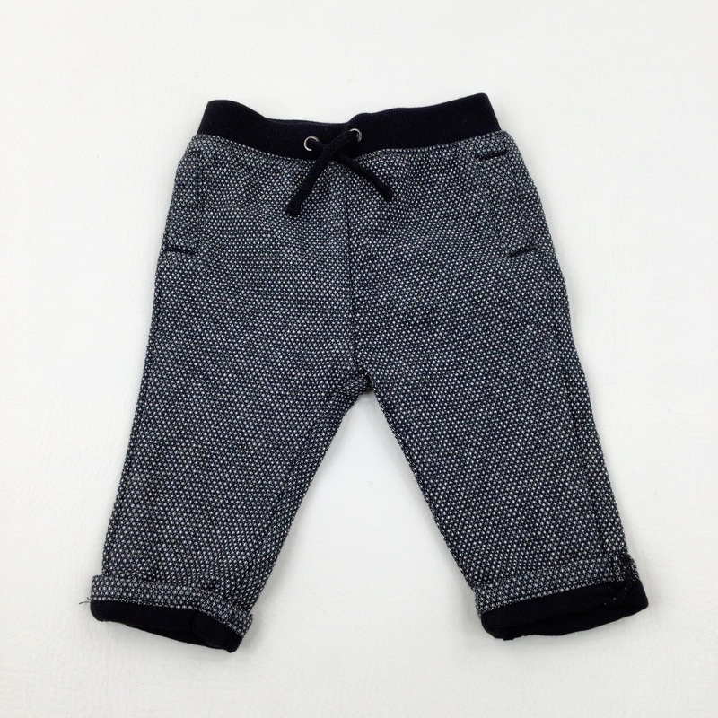 Textured Black & White Trousers - Boys 3-6 Months