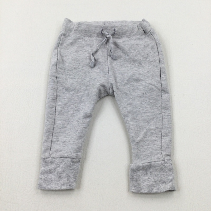 Zebra Embroidered (On Reverse) Grey Joggers - Boys 6-9 Months