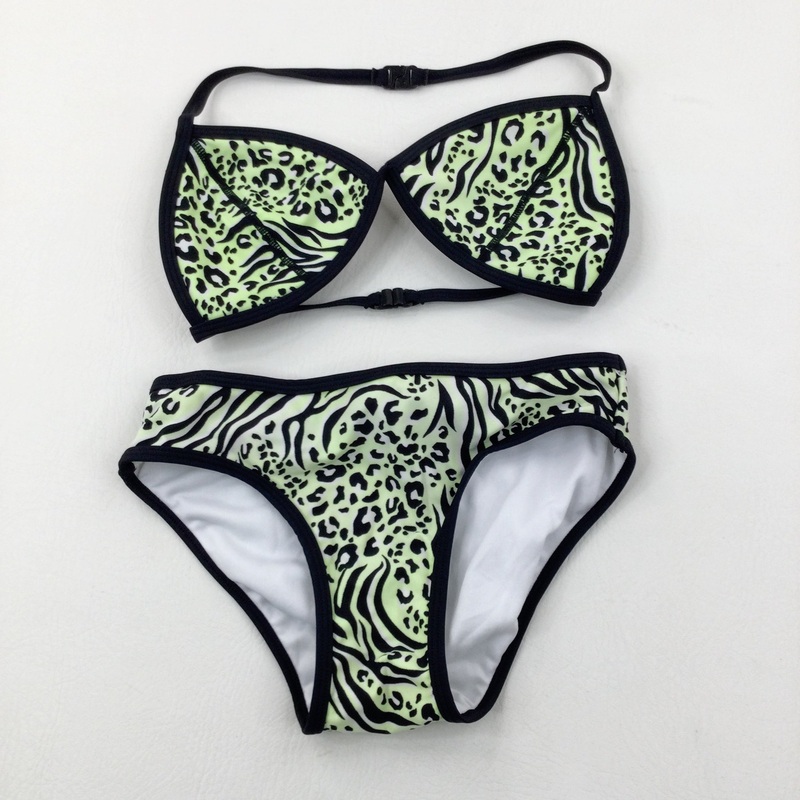Animal Print Yellow & Black Bikini - Girls 8-9 Years