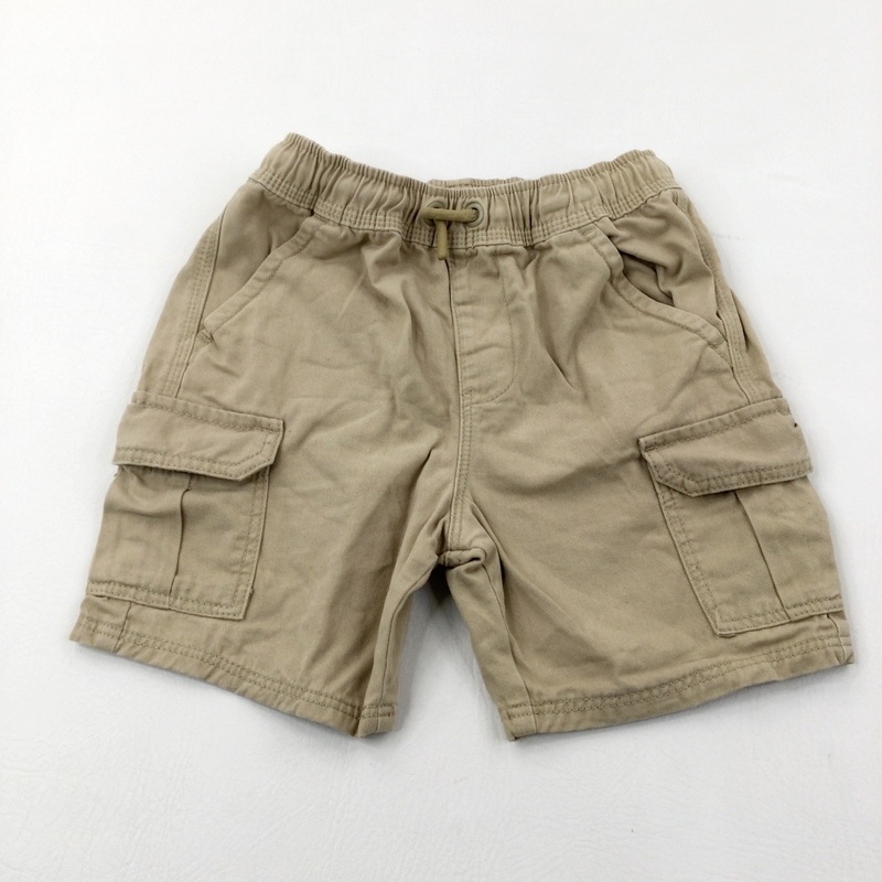 Beige Cotton Cargo Shorts - Boys 7-8 Years