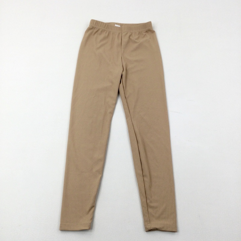 Beige Ribbed Leggings - Girls 7-8 Years