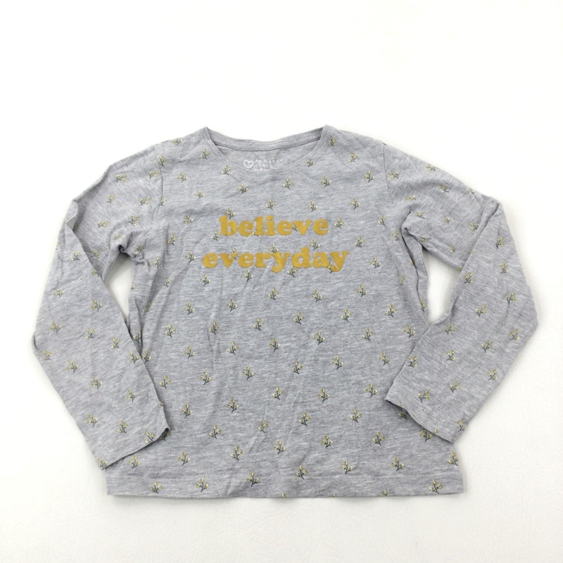 'believe everyday' Flowers Grey Long Sleeve Top - Girls 7-8 Years
