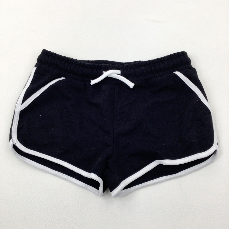 Black & White Jersey Shorts - Girls 8-9 Years
