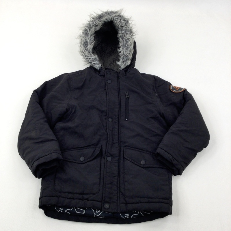 Black Winter Parka Coat - Boys 7-8 Years