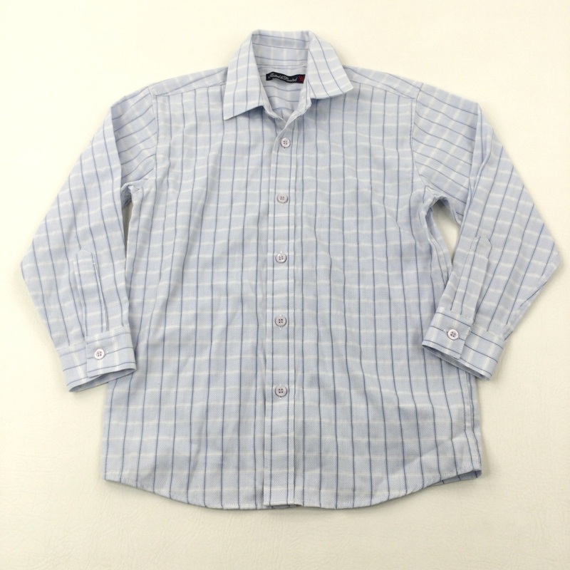 Blue Checked Smart Shirt - Boys 7-8 Years