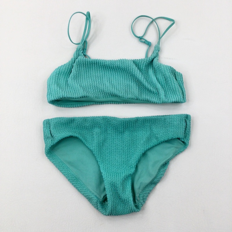 Green Textured Bikini - Girls 8-10 Years