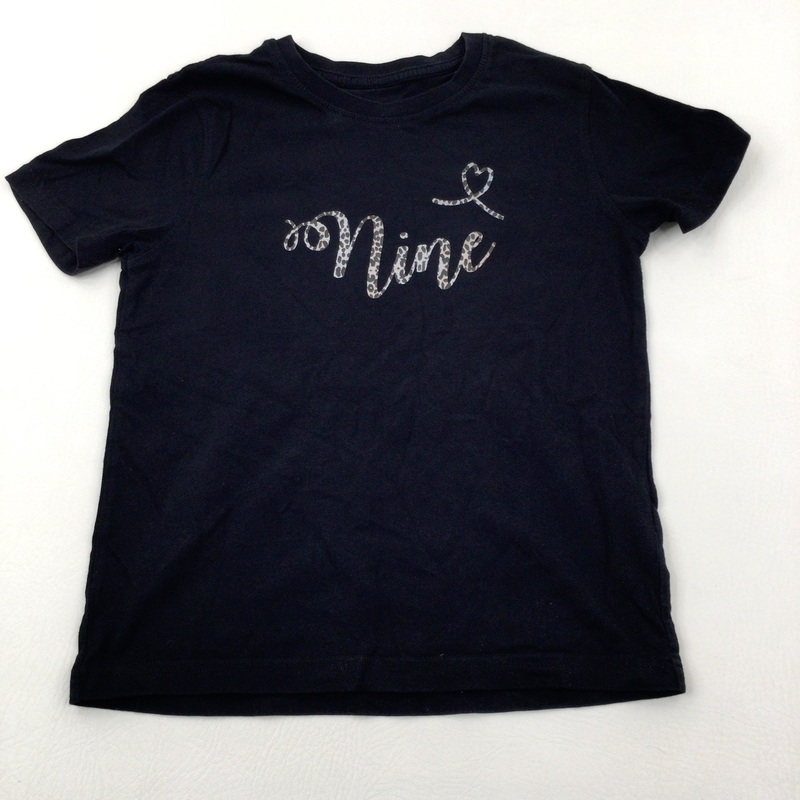 'Nine' Animal Print Black T-Shirt - Girls 8-9 Years