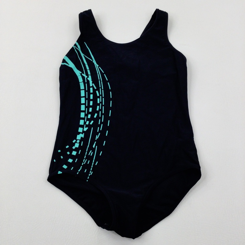 Patterned Black Swimming Costume - Girls 8-9 Years