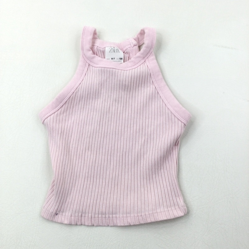 Pink Ribbed Cropped Vest Top - Girls 6-7 Years