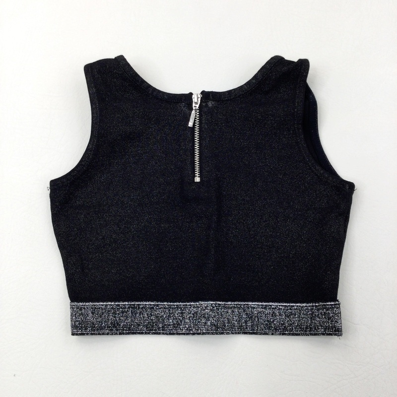 Sparkly Black Cropped Top - Girls 7-8 Years
